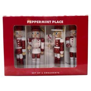 Peppermint Place Nutcracker Ornaments Set of 4 Red & White Christmas Tree Décor